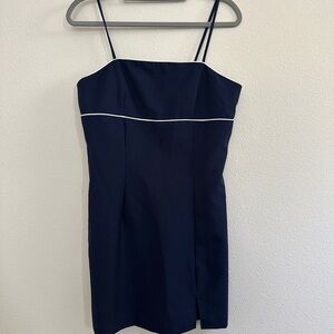 Chic Navy Blue Spaghetti Strap Mini Dress